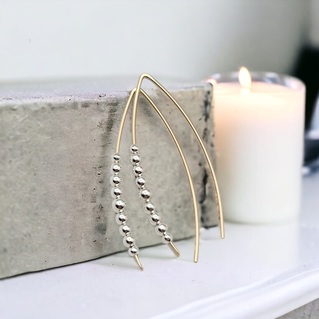 Wish - Gold with Silver Beads Earrings Bijou by SAM