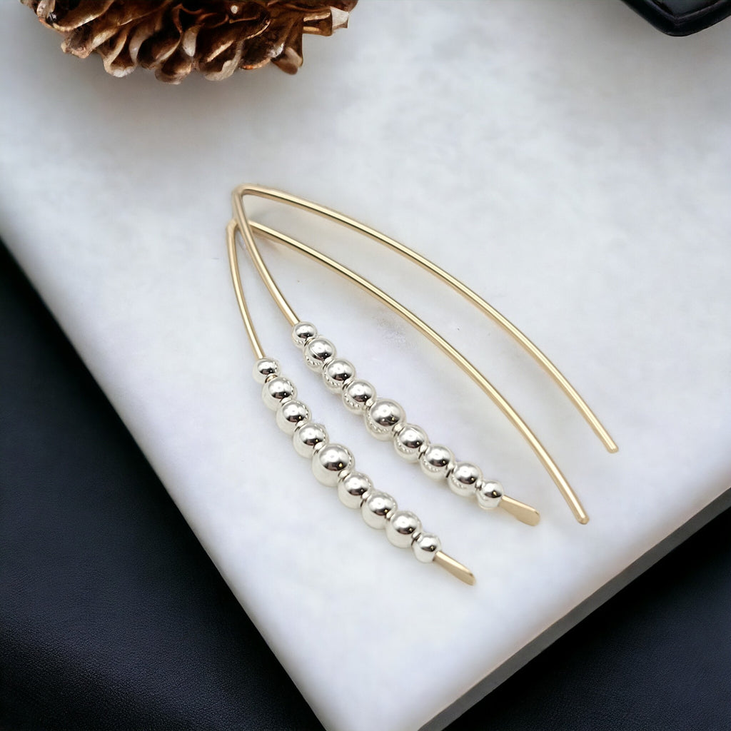 Wish - Gold with Silver Beads Earrings Bijou by SAM