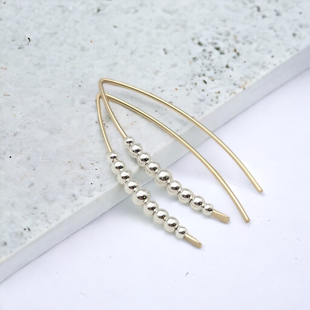 Wish - Gold with Silver Beads Earrings Bijou by SAM