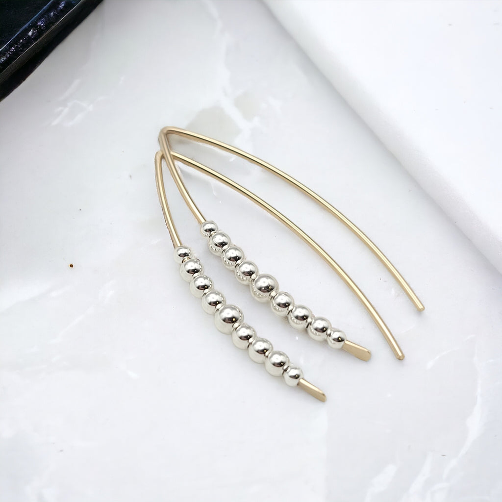 Wish - Gold with Silver Beads Earrings Bijou by SAM