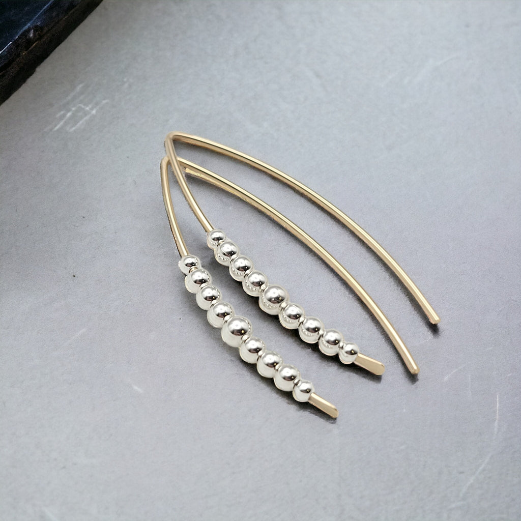 Wish - Gold with Silver Beads Earrings Bijou by SAM