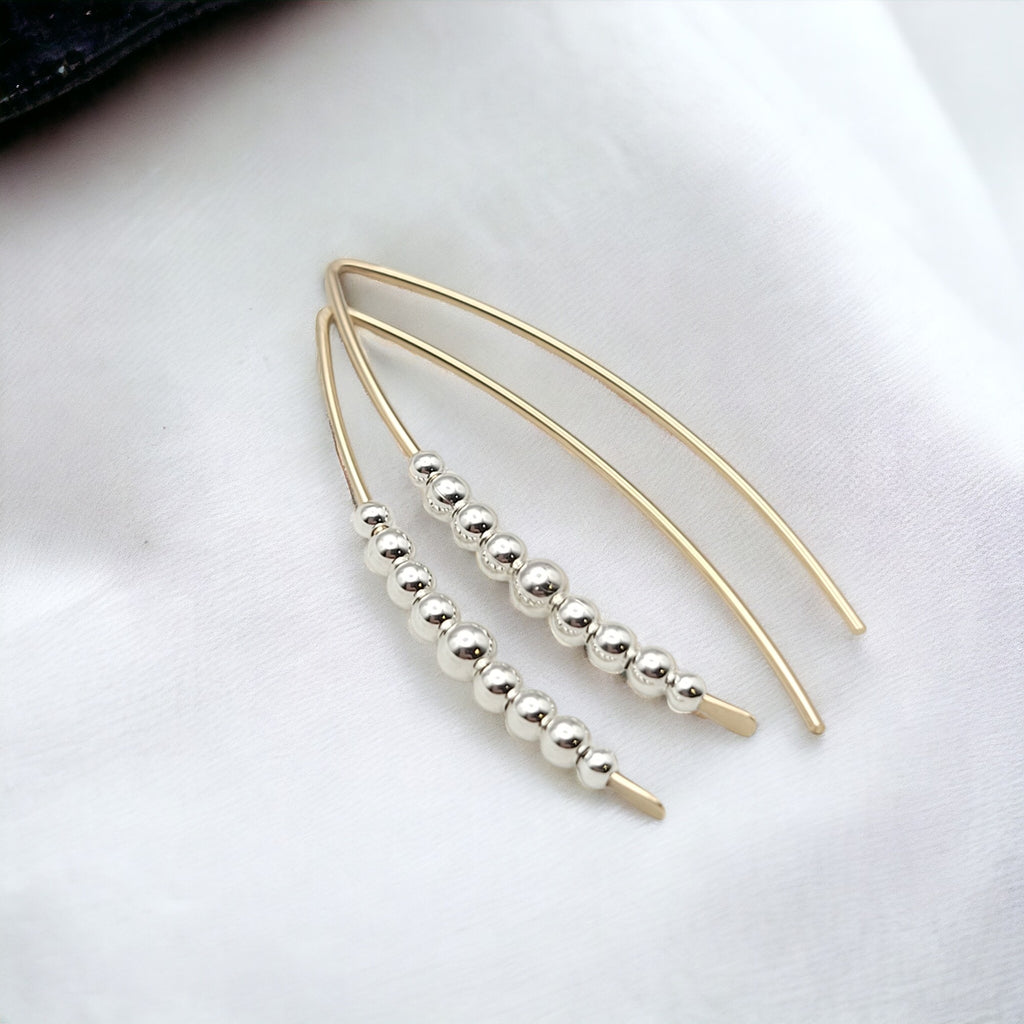 Wish - Gold with Silver Beads Earrings Bijou by SAM