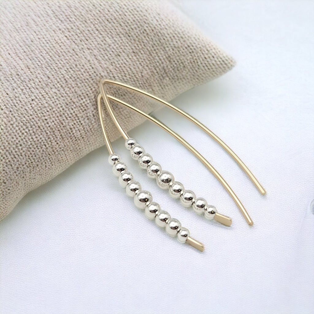 Wish - Gold with Silver Beads Earrings Bijou by SAM