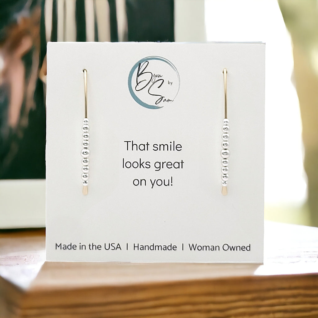 Wish - Gold with Silver Beads Earrings Bijou by SAM