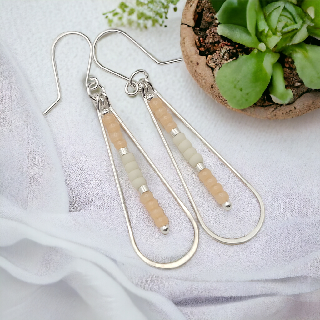 Harley - Silver with Peaches & Cream Earrings Bijou by SAM