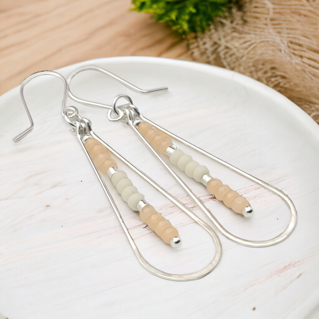 Harley - Silver with Peaches & Cream Earrings Bijou by SAM