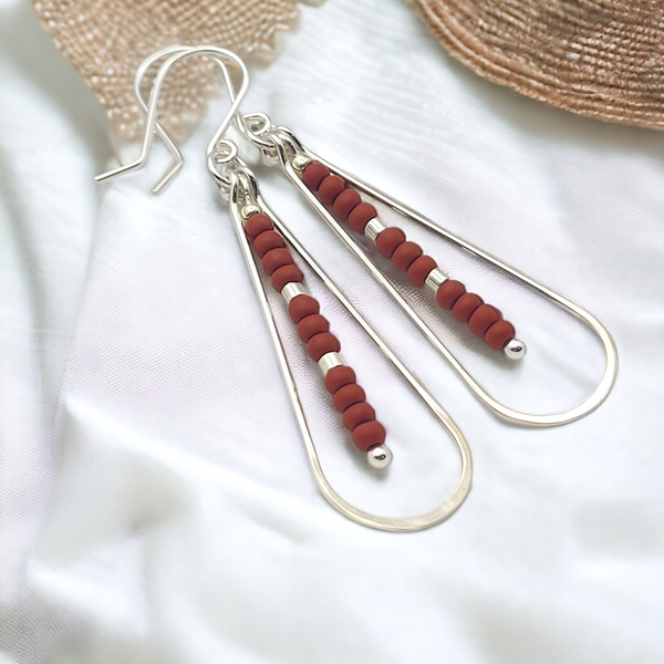 Harley - Silver & Dark Red Earrings Bijou by SAM