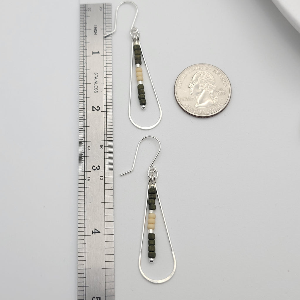 Harley - Silver with Olive & Cream Earrings Bijou by SAM