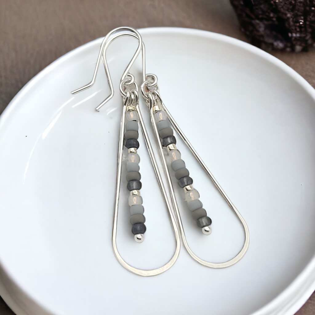 Harley - Silver & Gray Earrings Bijou by SAM