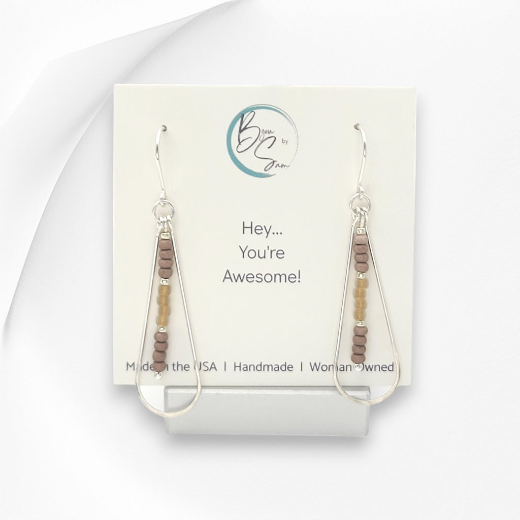 Harley - Silver & Neutral Brown Earrings Bijou by SAM