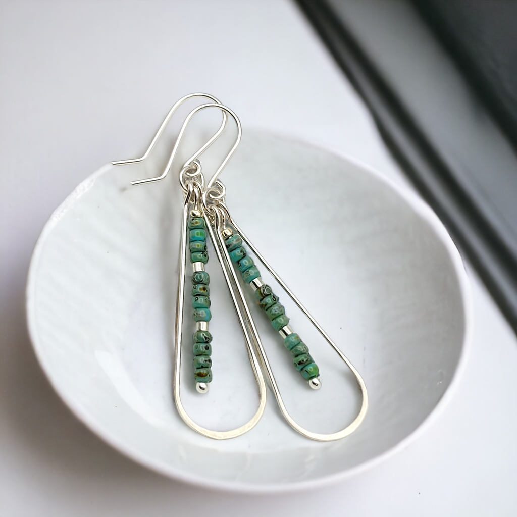 Harley - Silver & Tuquoise Earrings Bijou by SAM