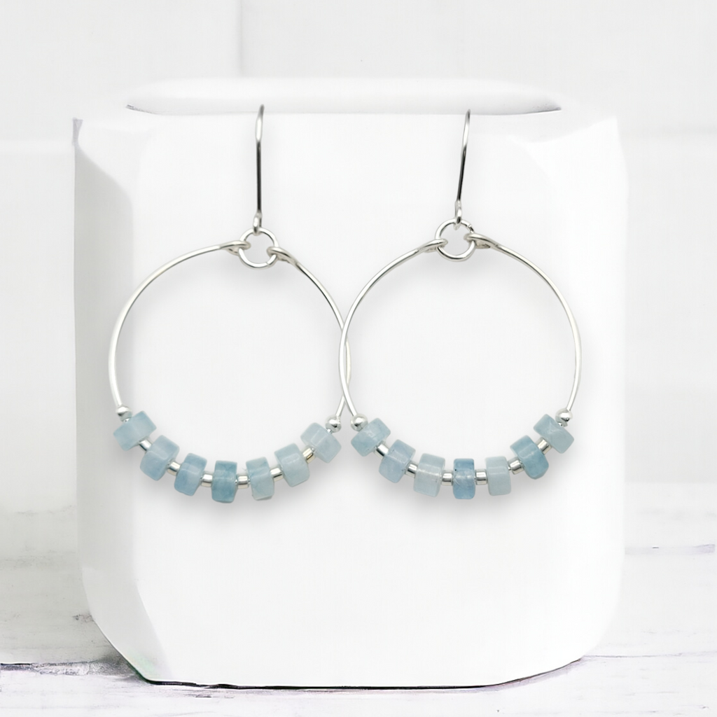 Boho - Silver & Aquamarine Earrings Bijou by SAM