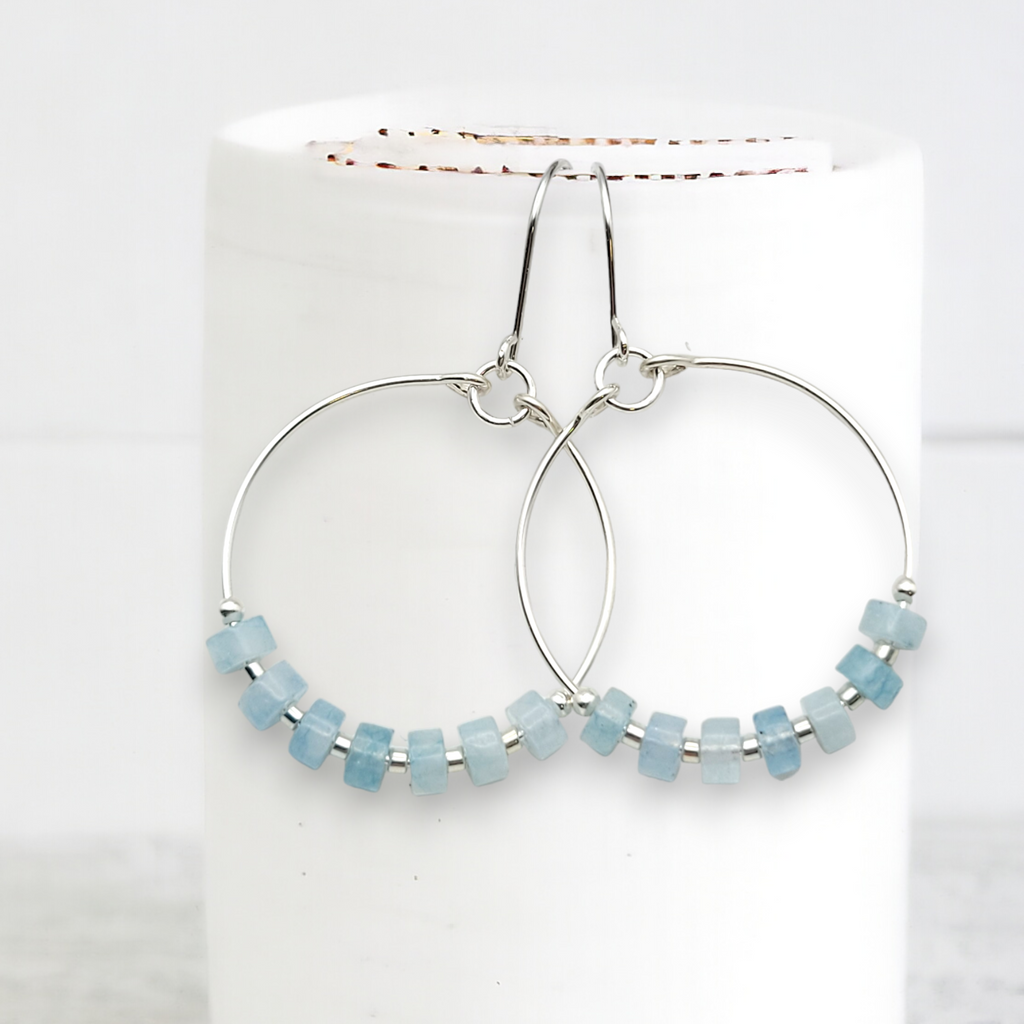 Boho - Silver & Aquamarine Earrings Bijou by SAM