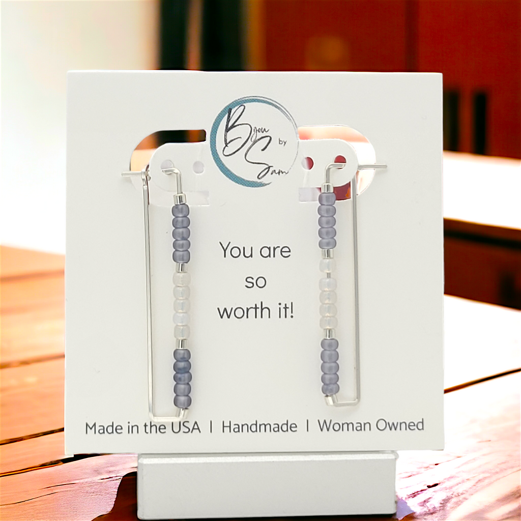 True - Silver Rectangle & Purple Earrings Bijou by SAM