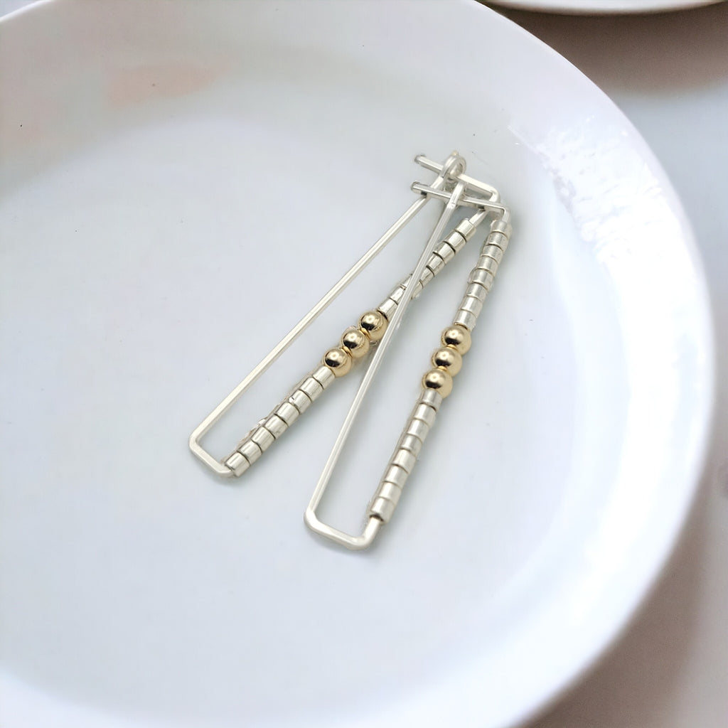 True - Silver Rectangle & Gold Earrings Bijou by SAM
