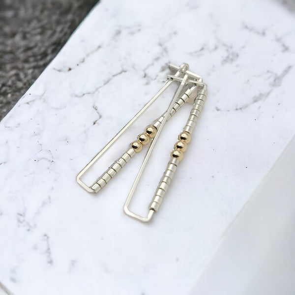 True - Silver Rectangle & Gold Earrings Bijou by SAM