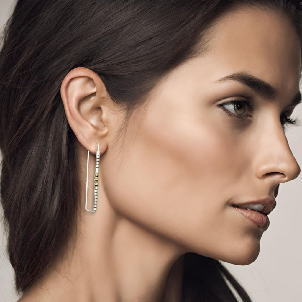 True - Silver Rectangle & Gold Earrings Bijou by SAM