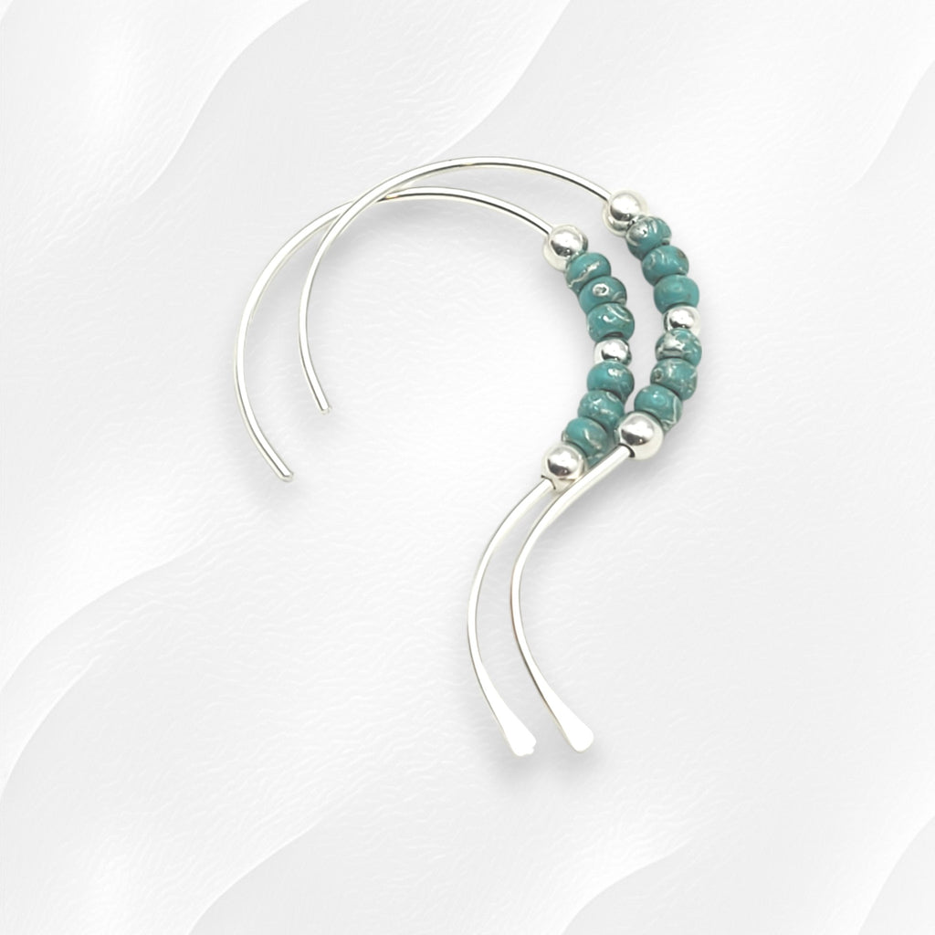 Open Heart - Silver & Turquoise Earrings Bijou by SAM