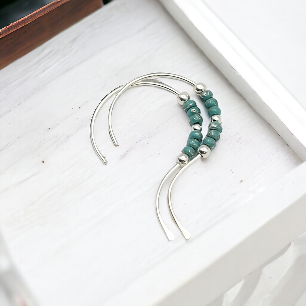 Open Heart - Silver & Turquoise Earrings Bijou by SAM