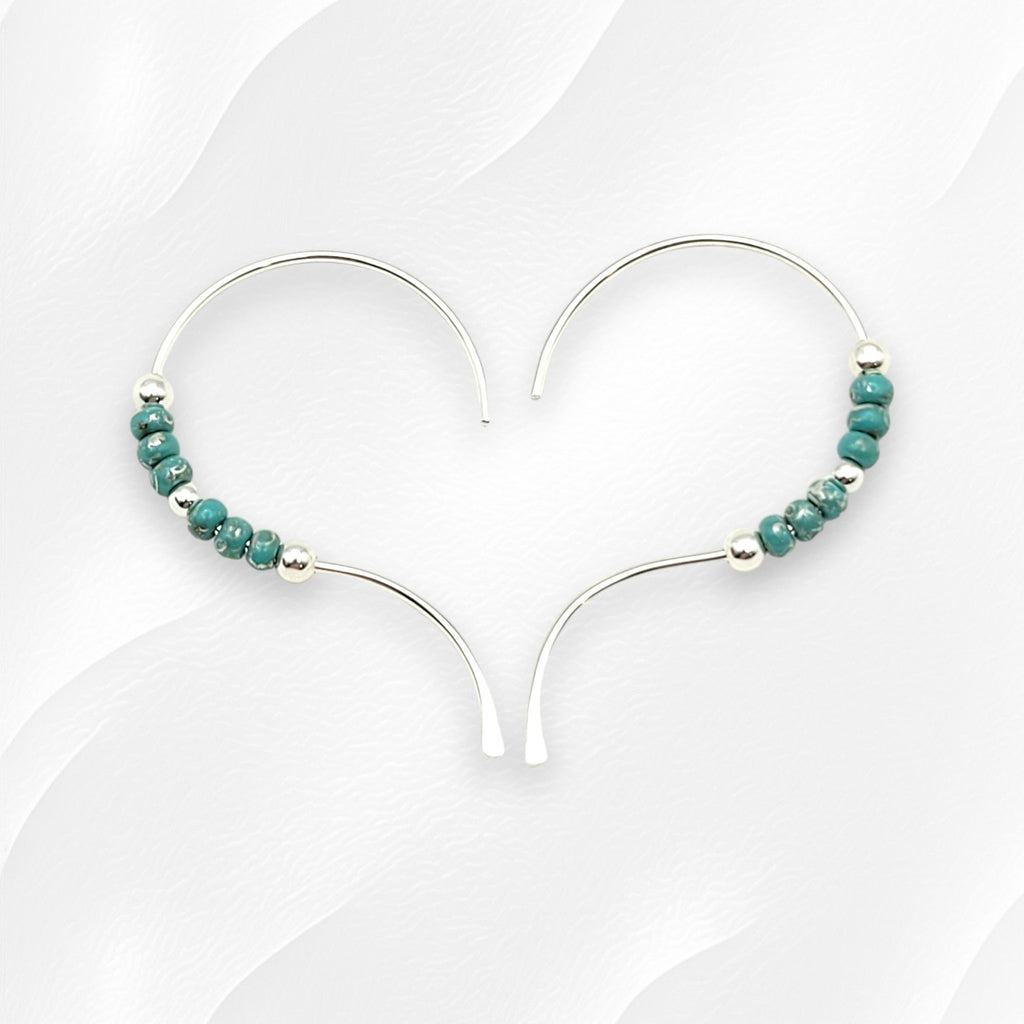 Open Heart - Silver & Turquoise Earrings Bijou by SAM