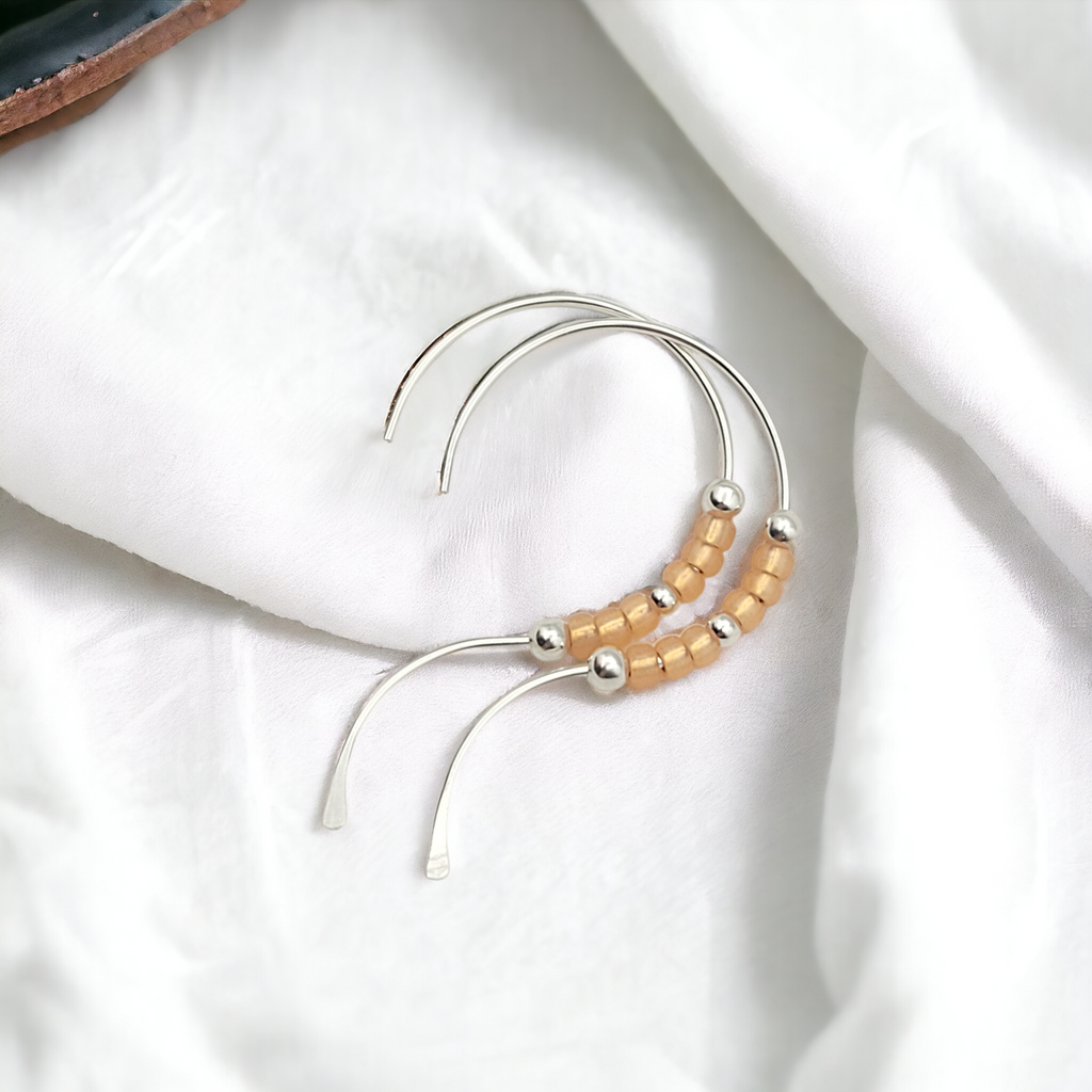 Open Heart - Silver & Orange Earrings Bijou by SAM