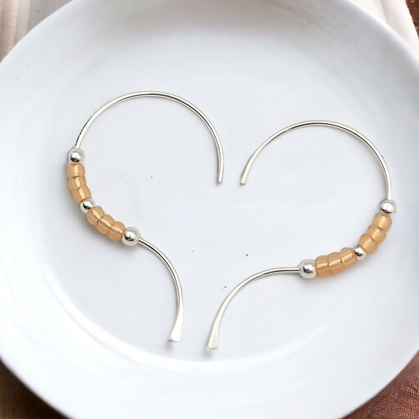 Open Heart - Silver & Orange Earrings Bijou by SAM