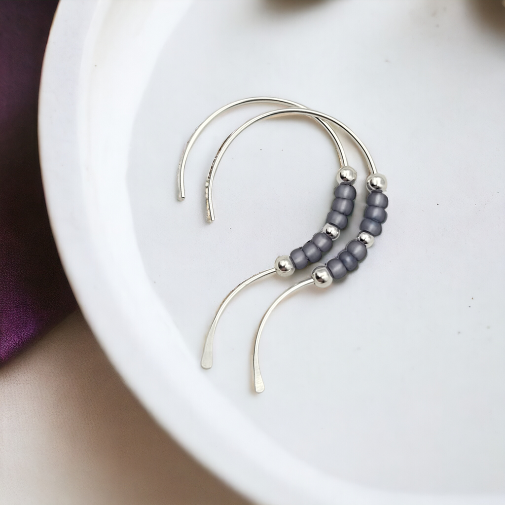 Open Heart - Silver & Light Purple Earrings Bijou by SAM