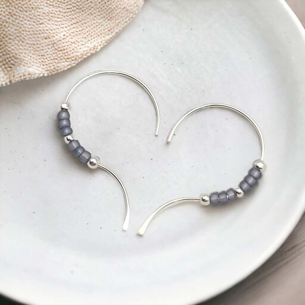 Open Heart - Silver & Light Purple Earrings Bijou by SAM