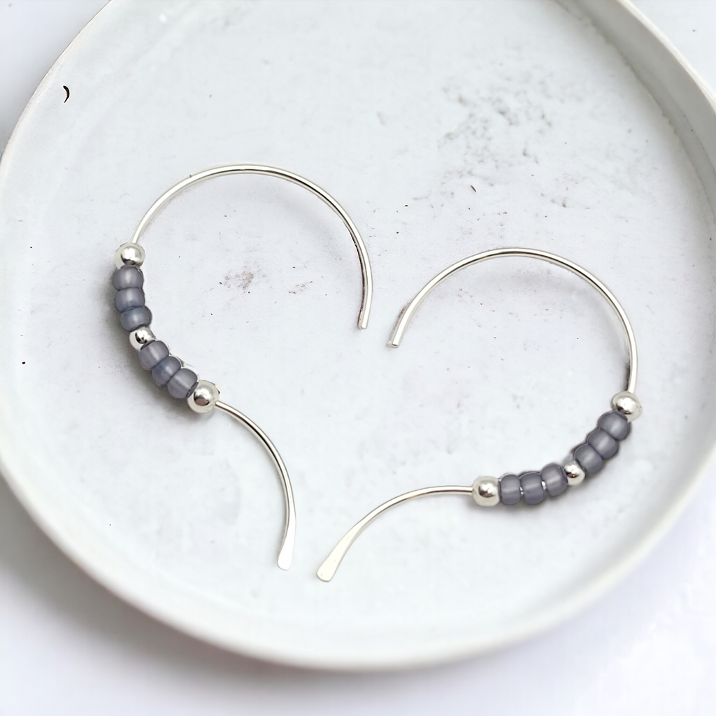 Open Heart - Silver & Light Purple Earrings Bijou by SAM