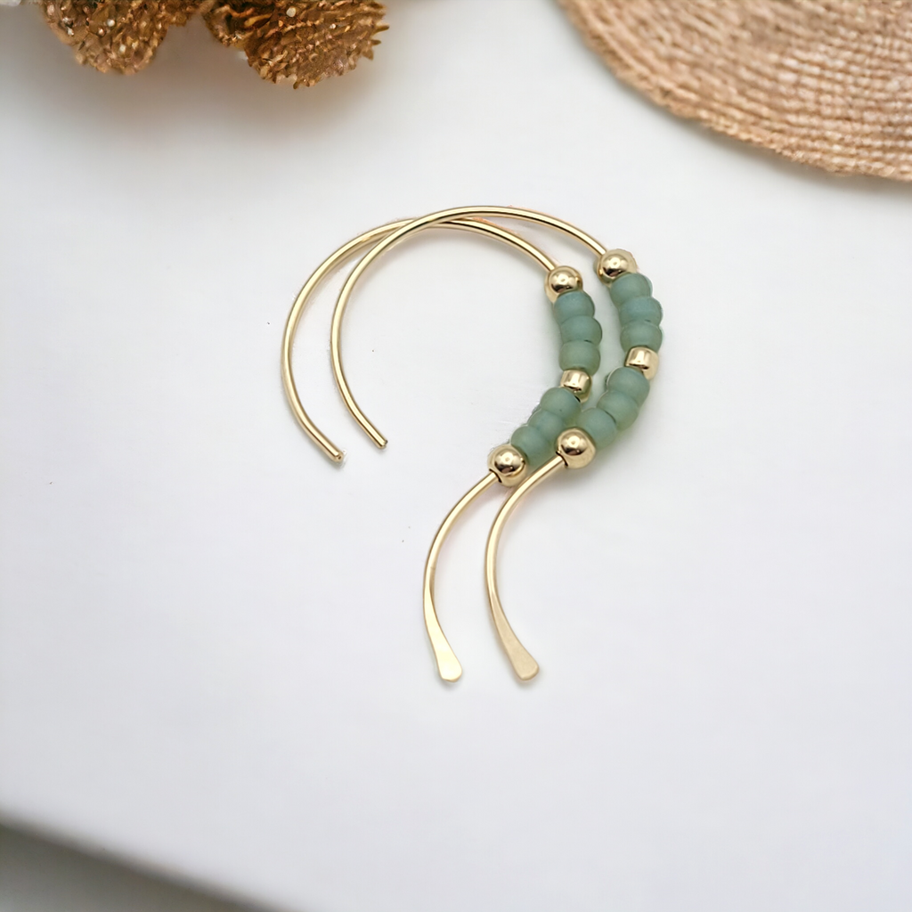Open Heart - Gold & Sea Glass Earrings Bijou by SAM