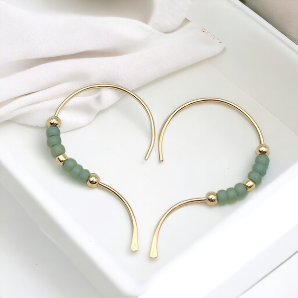 Open Heart - Gold & Sea Glass Earrings Bijou by SAM