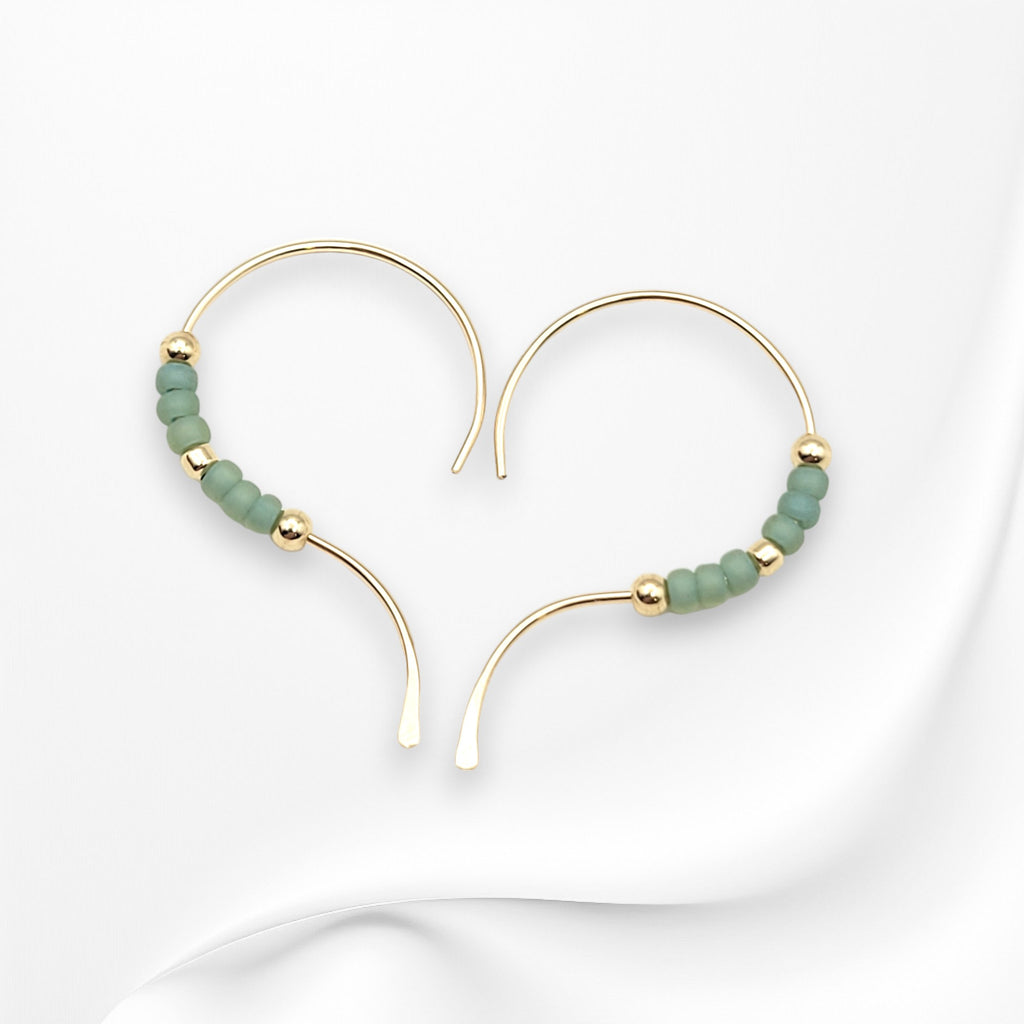 Open Heart - Gold & Sea Glass Earrings Bijou by SAM