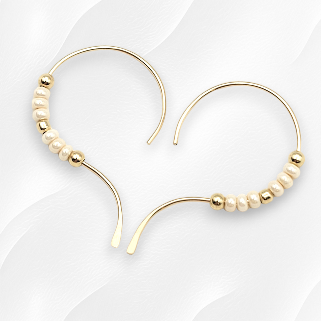 Open Heart - Gold & Pearl Earrings Bijou by SAM