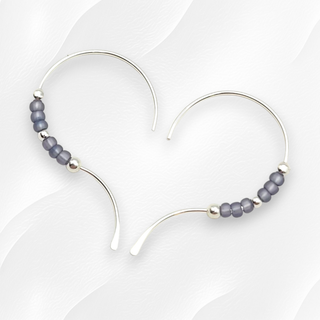 Open Heart - Silver & Light Purple Earrings Bijou by SAM