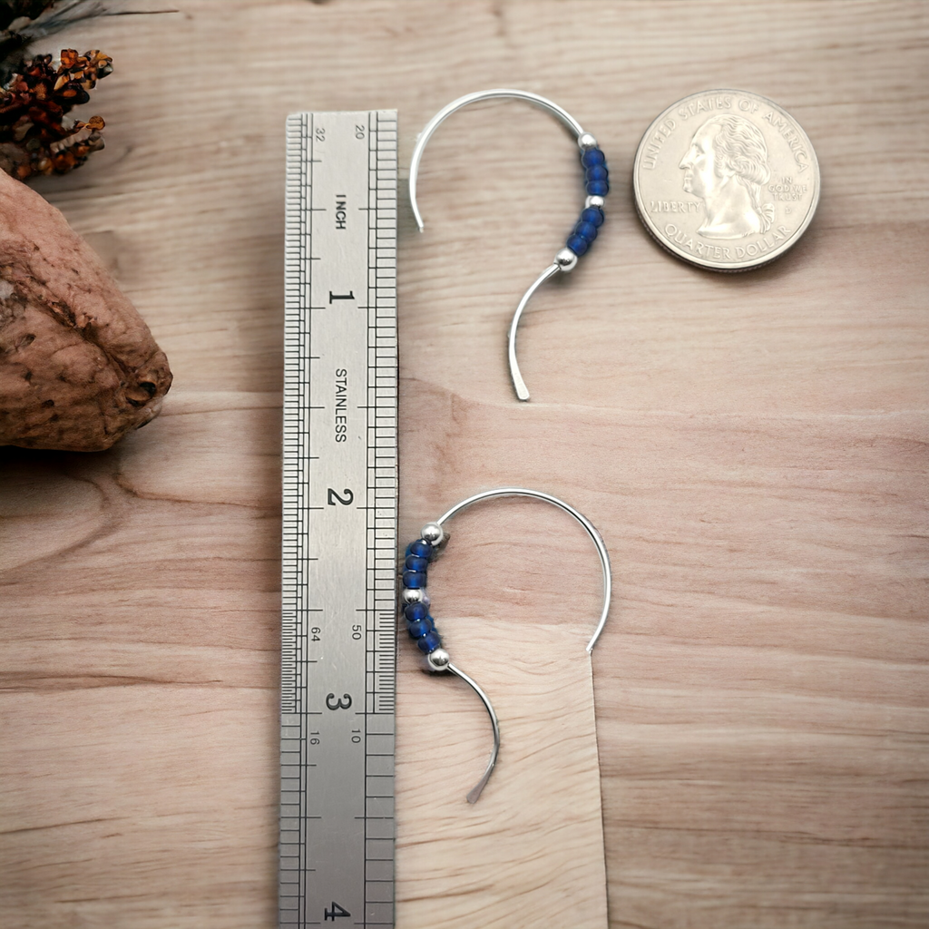 Open Heart - Silver & Blue Earrings Bijou by SAM