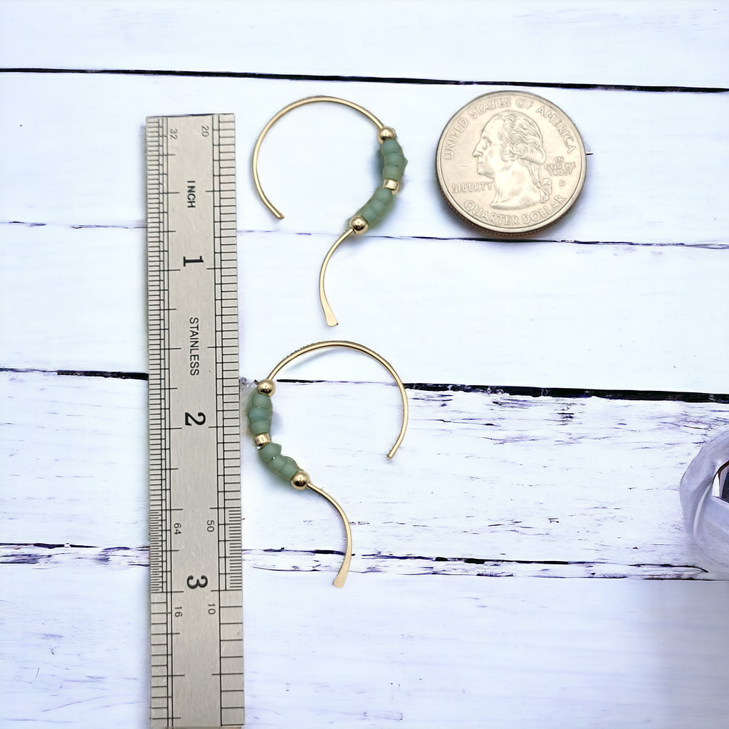 Open Heart - Gold & Sea Glass Earrings Bijou by SAM