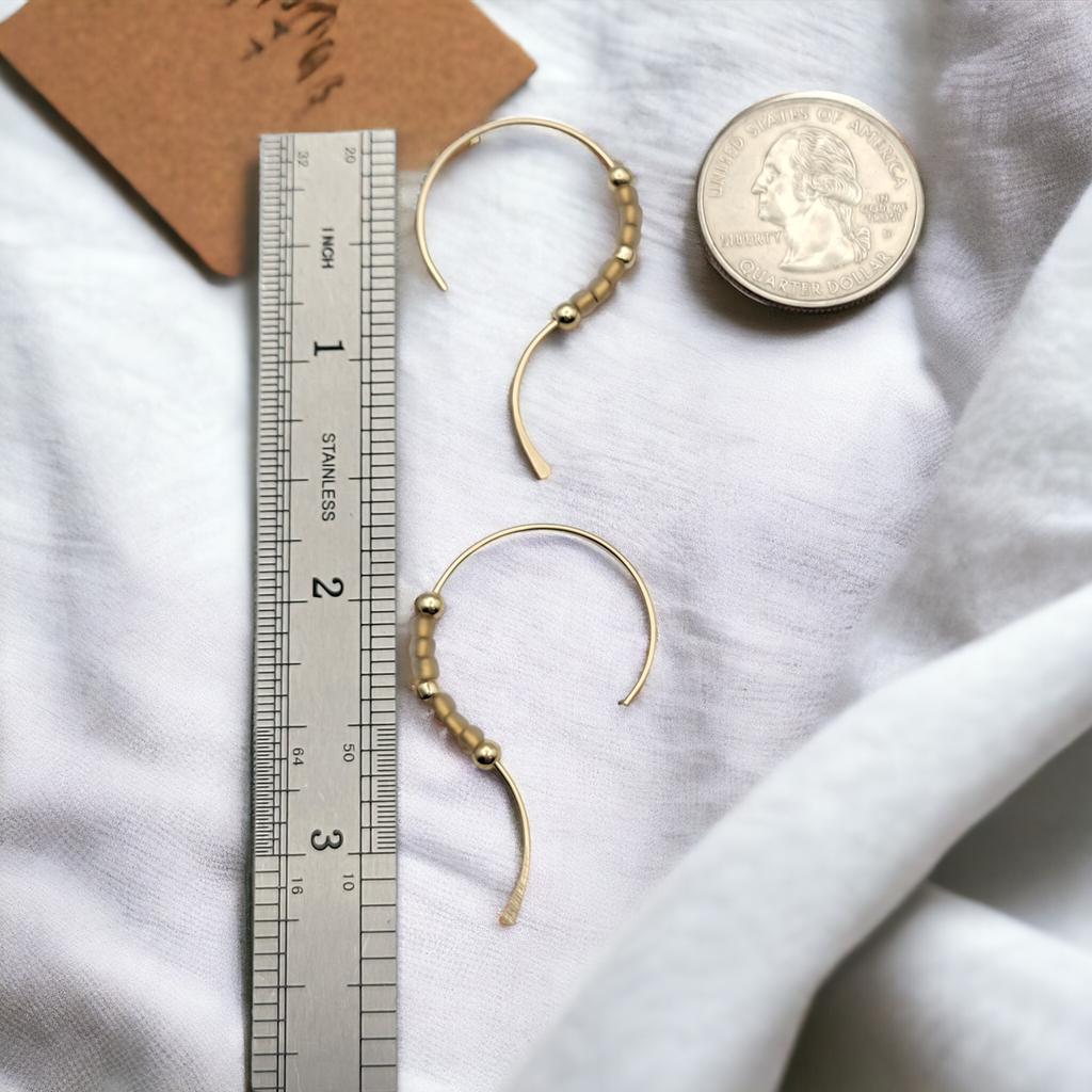 Open Heart - Gold & Tan Earrings Bijou by SAM