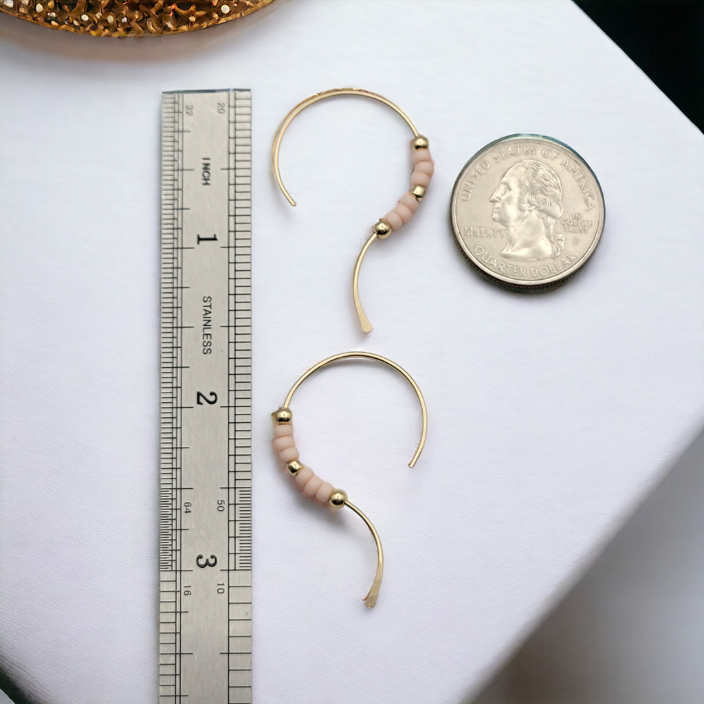 Open Heart - Gold & Pale Pink Earrings Bijou by SAM