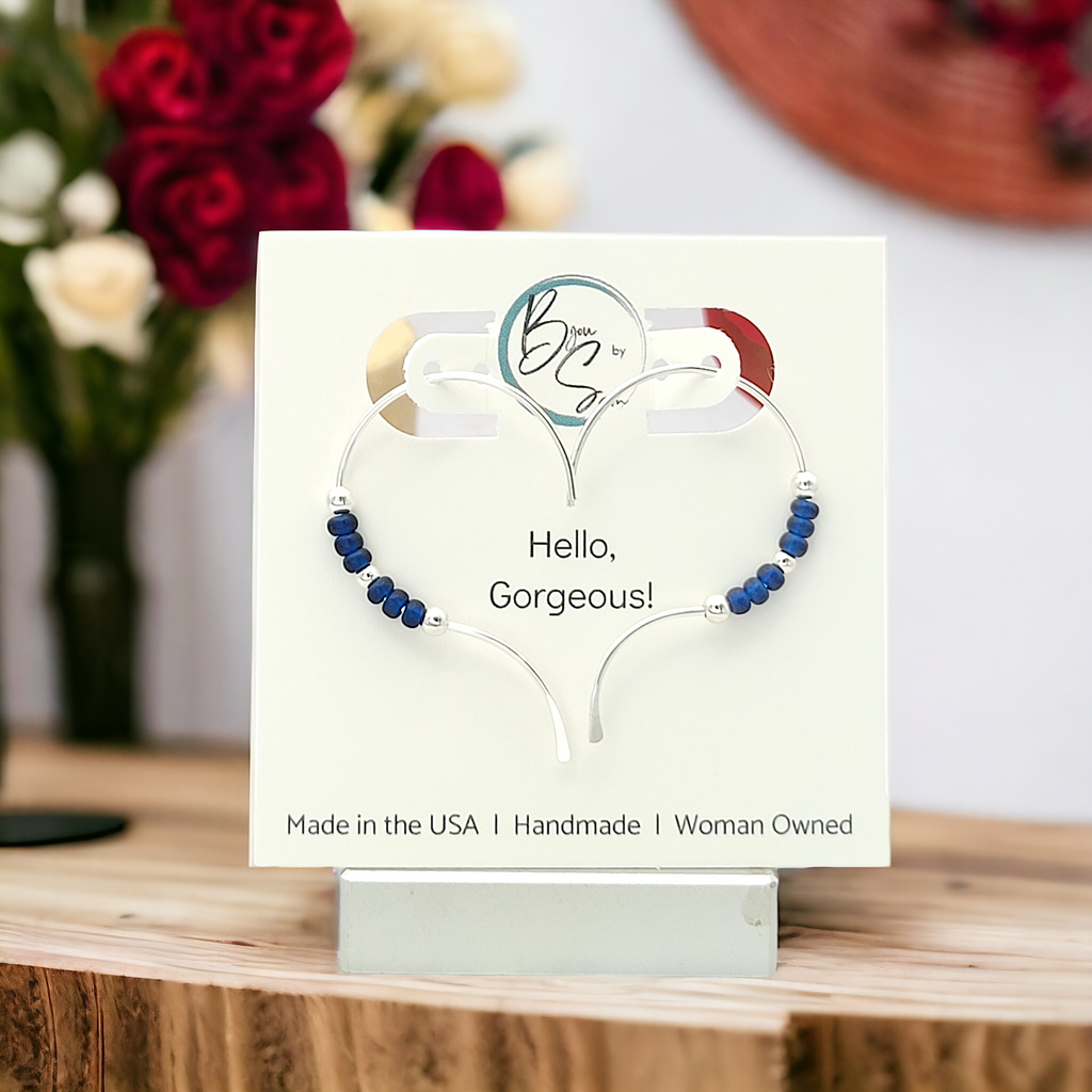 Open Heart - Silver & Blue Earrings Bijou by SAM