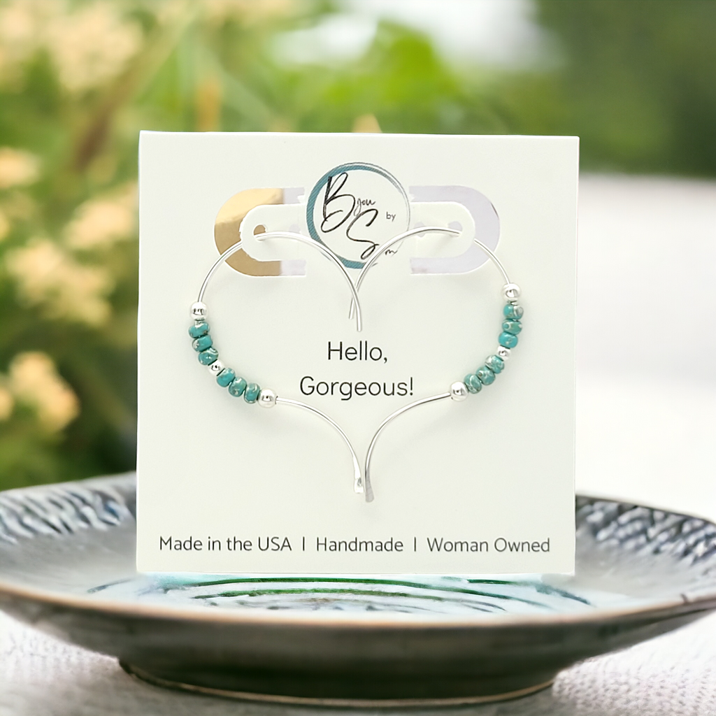 Open Heart - Silver & Turquoise Earrings Bijou by SAM