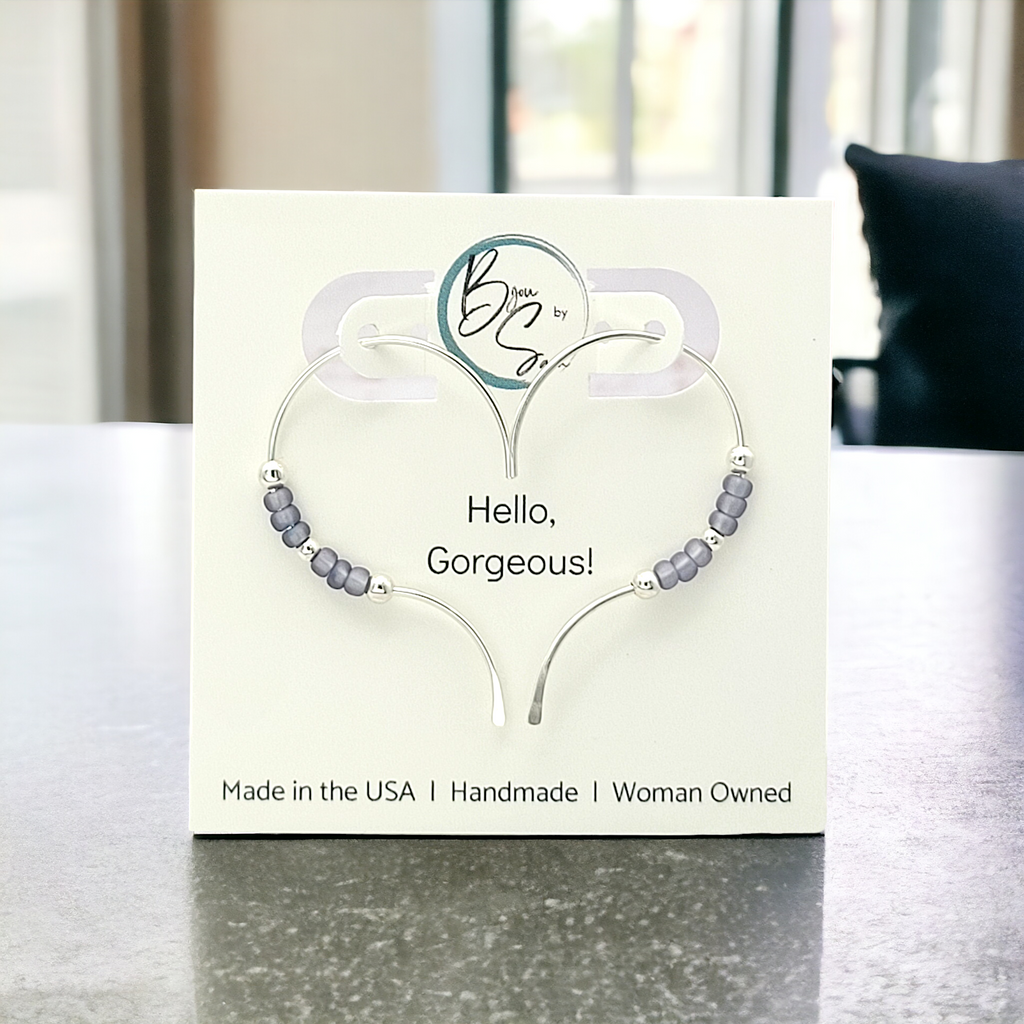 Open Heart - Silver & Light Purple Earrings Bijou by SAM