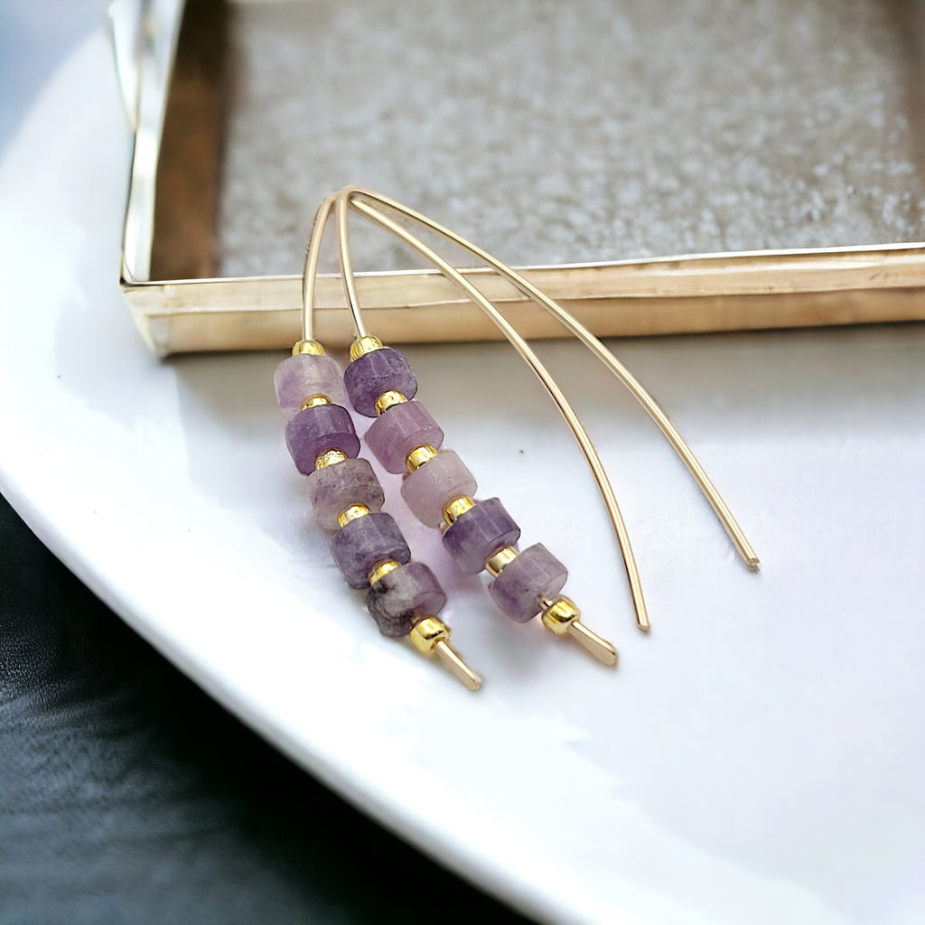 Wish - Gold & Amethyst Earrings Bijou by SAM