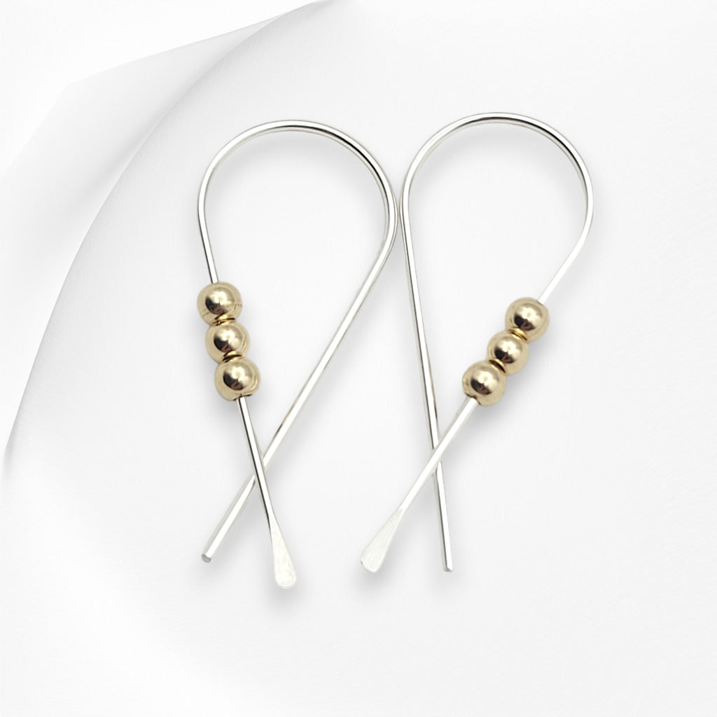 Ribbon - Silver with Gold Earrings Bijou by SAM