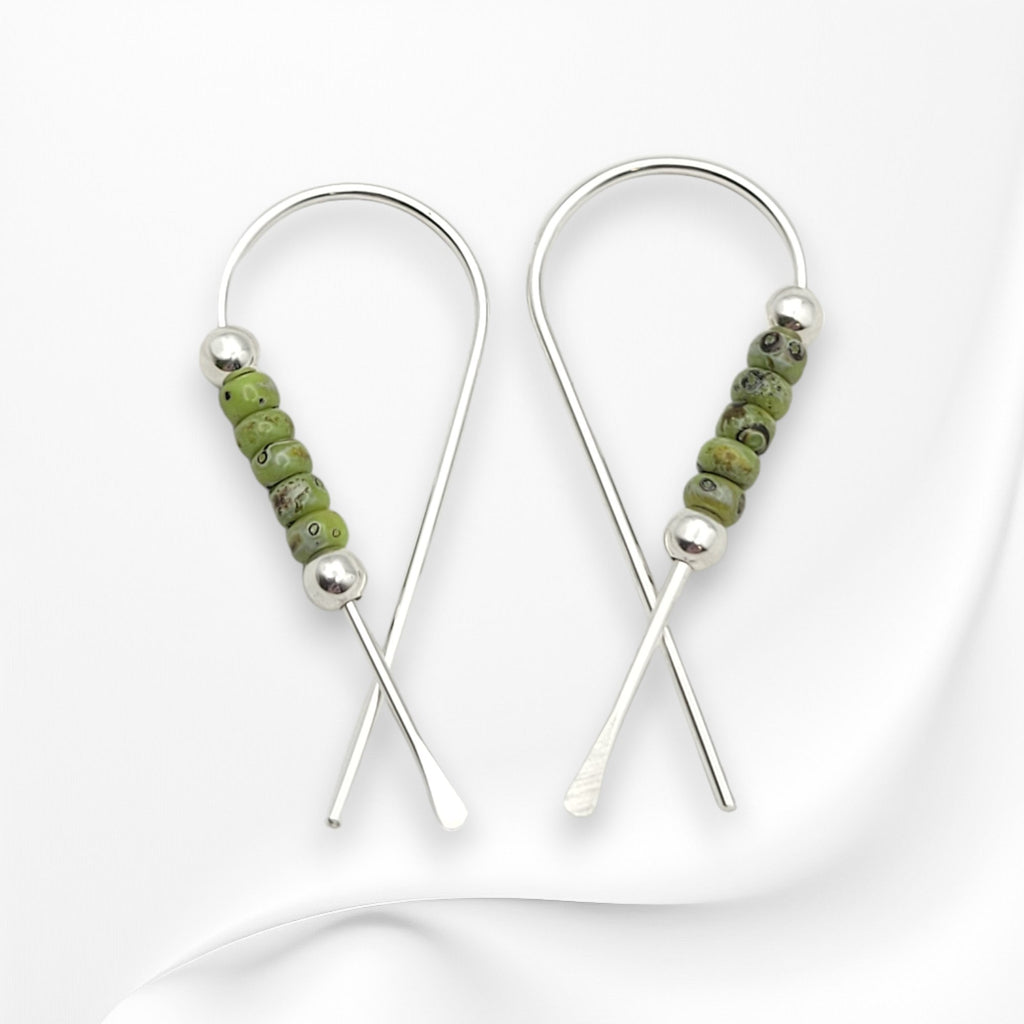 Ribbon - Silver with Chartreuse Earrings Bijou by SAM