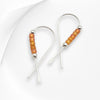 Ribbon - Silver with Orange Seed Beads Earrings Bijou by SAM   