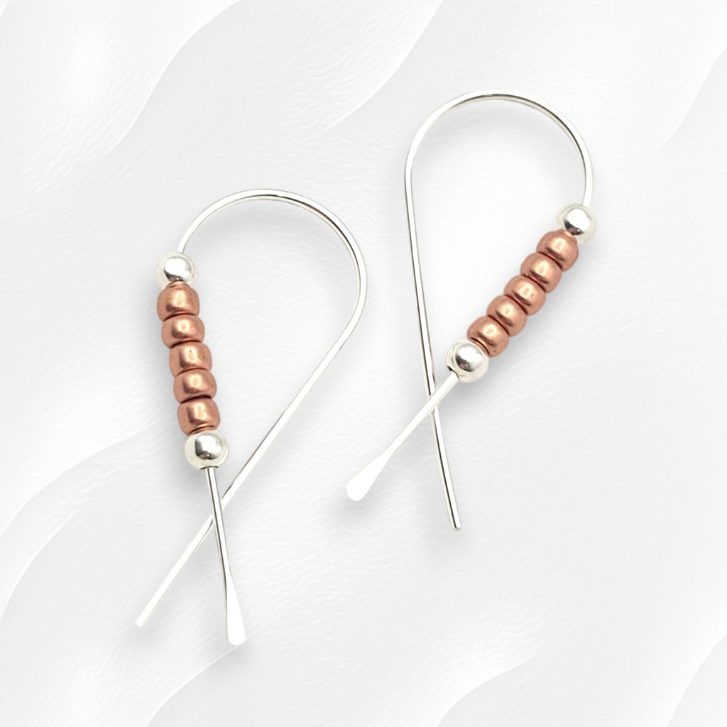 Ribbon - Silver with Copper Earrings Bijou by SAM