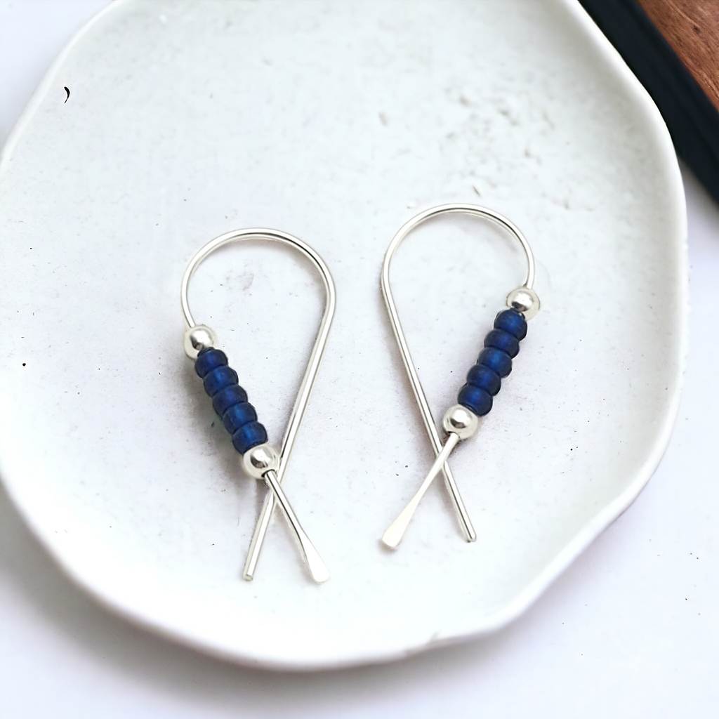 Ribbon - Silver & Blue Earrings Bijou by SAM