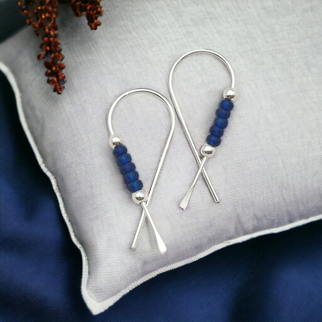 Ribbon - Silver & Blue Earrings Bijou by SAM