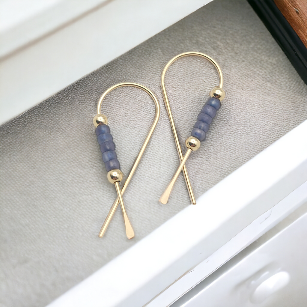 Ribbon - Gold & Purple Earrings Bijou by SAM