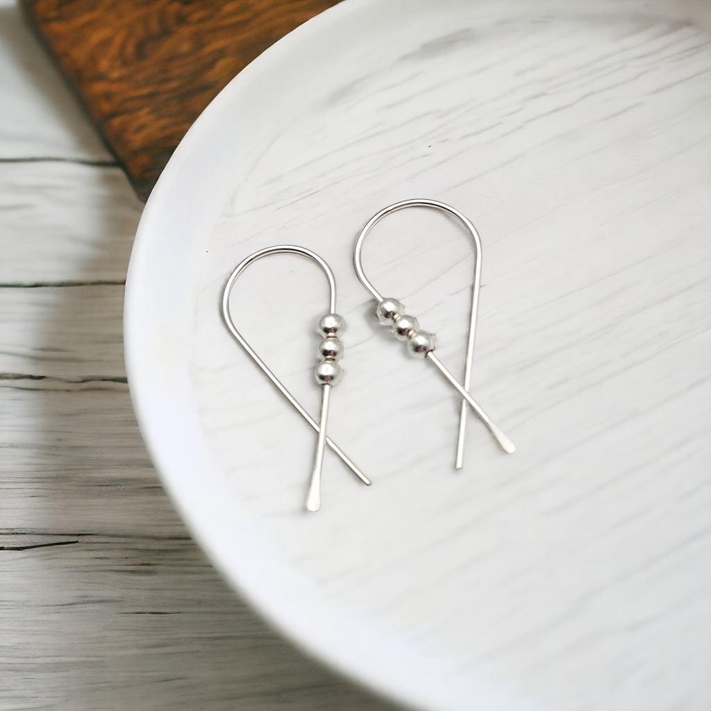 Ribbon - Silver & Silver Earrings Bijou by SAM